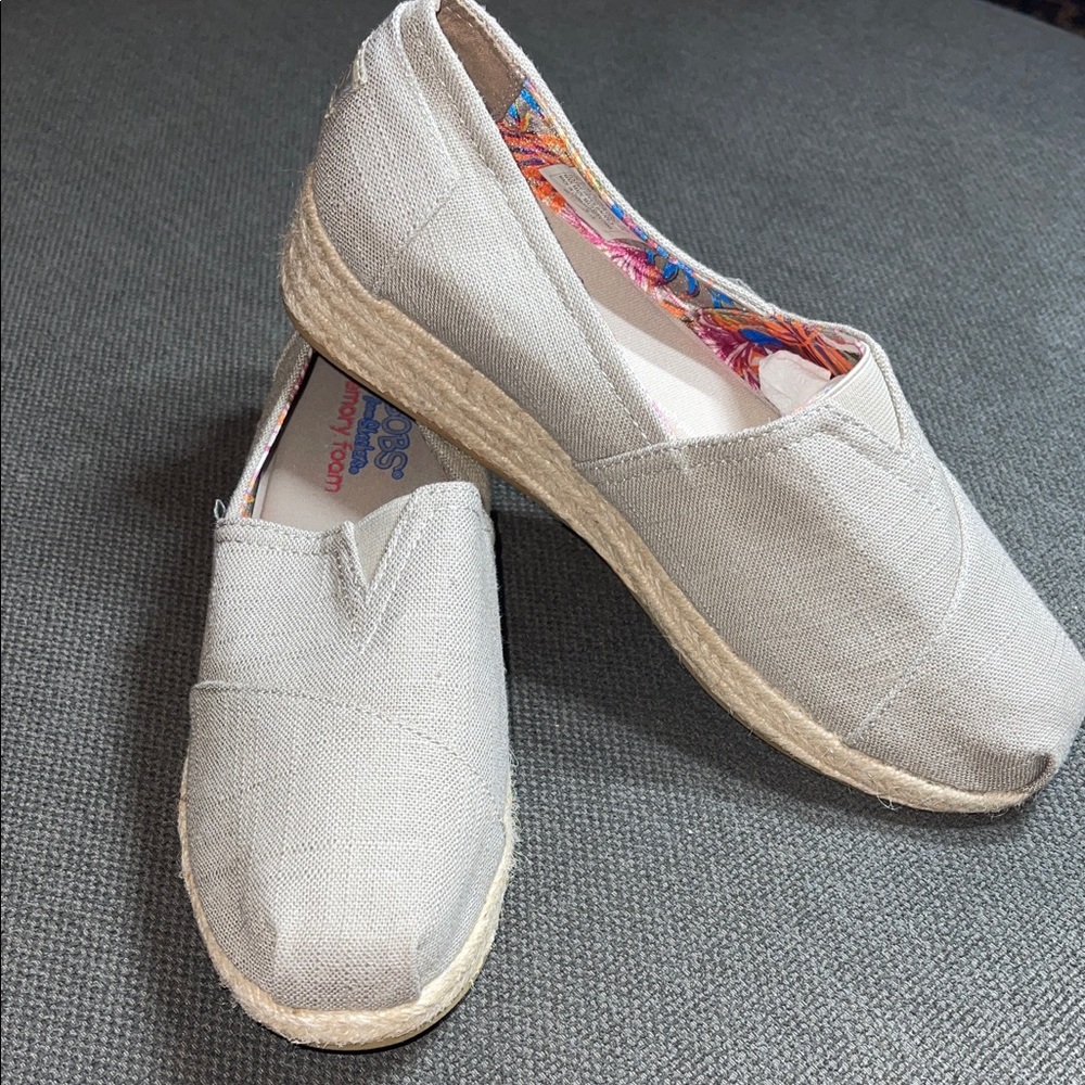 BOBS from Skechers Light Gray Canvas Loafers